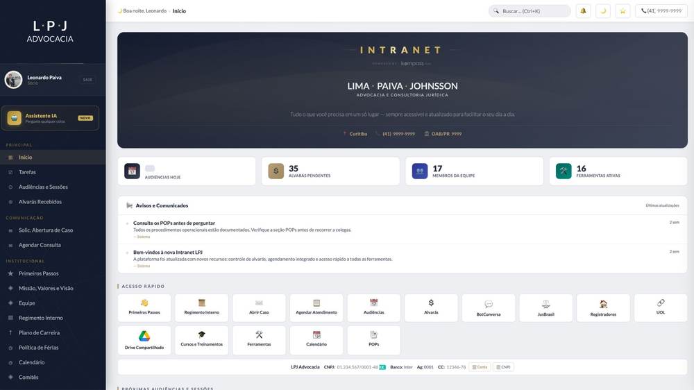 Dashboard Kompass Intranet